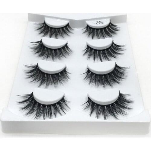 DOCOCER 4 Pairs 3D Mink Lashes Natural Long False Eyelashes Dramatic Volume Fake Lashes Makeup Eyelash Extension Silk Eyelashes