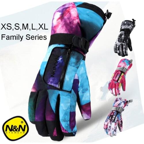 NANDN Winter Warm Snowboarding Ski Gloves men women Kids Snow Mittens Waterproof Skiing snowmobile Handschoemen Air+ XS S M L XL