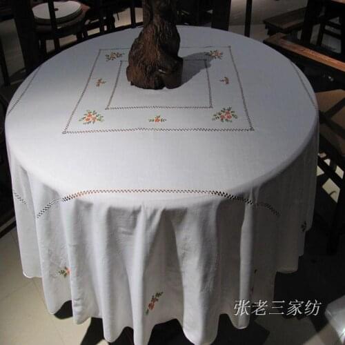 New original single export cotton cloth embroidered cloth pastoral King round white table cloth tablecloth tablecloths