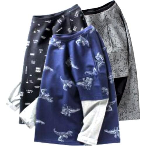 Baby boys spring autumn sweatshirt top T-shirt girl cartoon printing Stitching long sleeves Hedging Shirt quality child clothing