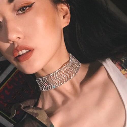 Rhinestones Choker Shiny Sparkly Choker Statement Necklaces For Women Fashion Collar Jewelry Party Necklace N5323
