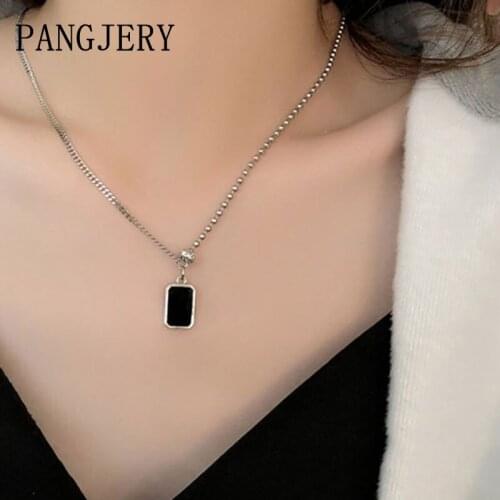 PANGJERY 925 Sterling Silver Beaded Chain Necklaces for Women INS Fashion Simple Chic Geometric Anniversary Fine Jewelry Gifts