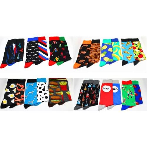 Pair mens cotton socks Fancy fashion skate Hip hop street style Lots Food Hit sales popsocket Novelties Funny happy Long socks