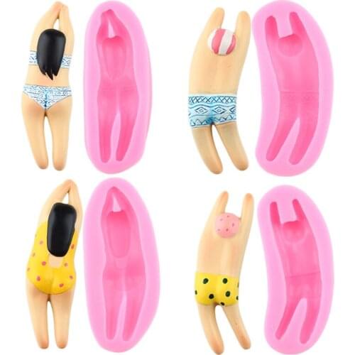 Swimmer Men Women Silicone Mold Candy Chocolate Gumpaste Moulds Clay Resin Mold DIY Cake Border Fondant Cake Decorating Tools