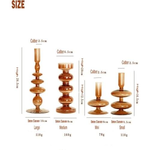 Retro Art Style Ins Brown Glass Candle Holder Desktop Home Decoration homestay vase decoration