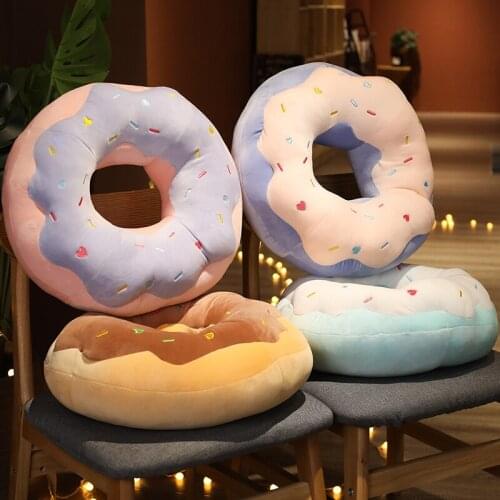 45/70cm Chocolate Donut Shaped Seat Cushion Car Mats Plush Pillow Chair Sofa Cushion Cartoon Bread Toast For Kids Grown-Ups