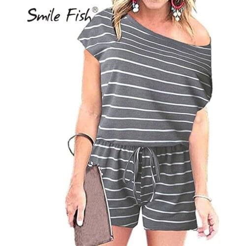 Casual Women Summer Playsuits Sexy One Shoulder Beach Jumpsuits Shorts Overalls Boho Girls Pockets Rompers Womens Mujer GV923