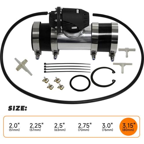 Black Aluminum Billet Anodized Type-4 SQV Blow Off Valve BOV +3.15" Flange Pipe +silicone +clamps +4mm vaccum hose black