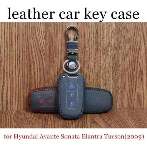 Only Red car accessory car key case leather hand sewing car key cover fit for Hyundai Avante Sonata Elantra Tucson(2009)