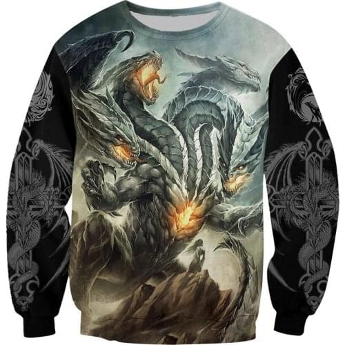 Tattoo and Dungeon Dragon 3D Printed Men Hoodie Autumn and winter Unisex Deluxe Sweatshirt Zip Pullover Casual Streetwear KJ410