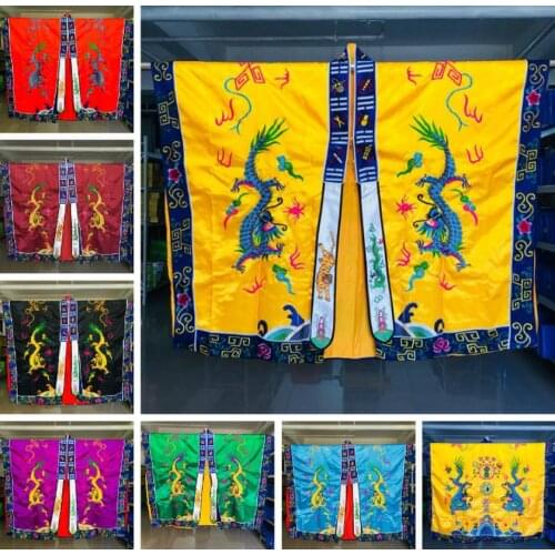 Unisex high quality Taoist embroidery dragon priest cassocks clothes robe Taoism clothing vestment 7colors blue/yellow/purple