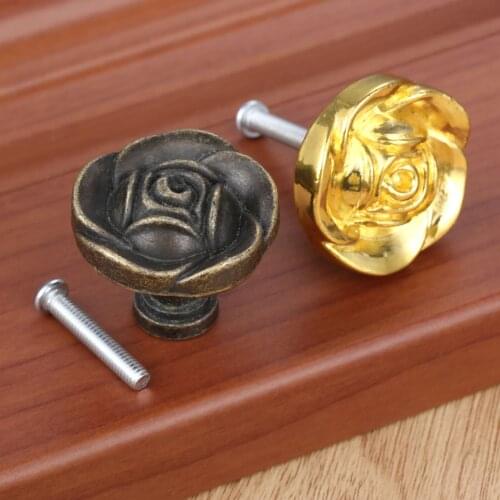 Vintage Alloy Single Hole Handle and Rose Knobs Cabinet Handles Door Cupboard Drawer Kitchen Pull Furniture Hardware 31*27mm