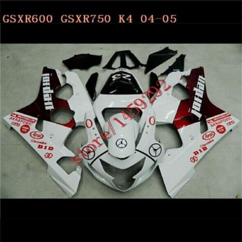 High quality Fairing set for SUZUKI GSX R600 750 2004 2005 motorcycle fairings GSXR 750 GSXR600 K4 white red black Fairing