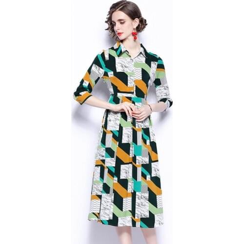 WTIANYUW New 2021 Summer Dresses Womens Fashion Slim Sexy Vestidos European Single Breasted Casual Office Party Printing Dress