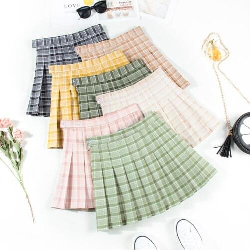 17 Colors Korea Japanese Girls Pleated Skirts Student School Uniform Hight Waist A-line Plaid Skirt Sexy Jk Uniforms For Woman