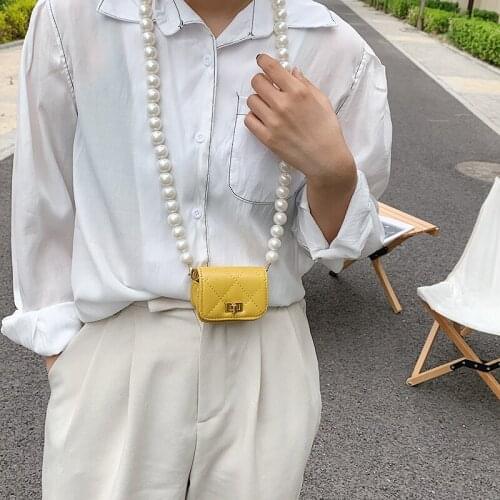 Mini Pearl Handbag Leather Crossbody Shoulder Bags for Women 2021 Summer Luxury Trendy Branded Lady Travel Lipstick Purses