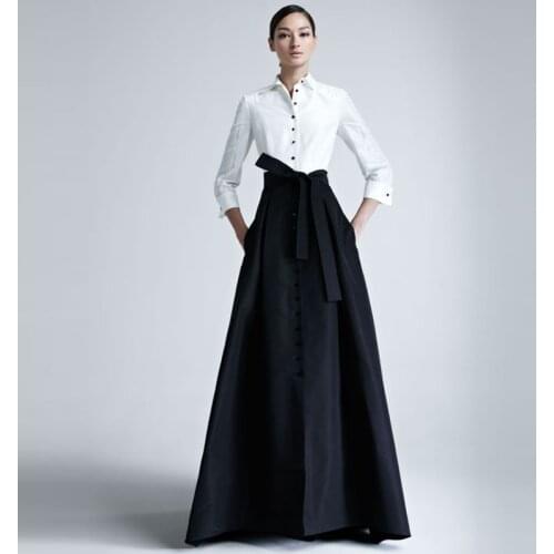 Best Quality Office Lady Long Skirt Black Buttons Chic Evening Party Skirts Womens Custom Made Floor Length Formal Wear Saia