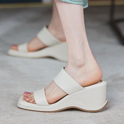 Shoes Woman Sandals 2021 Fashion Sewing Thread Flip Flops Open Toe Wedge Sandals Platform Beach Shoes Outdoor Female Shoes