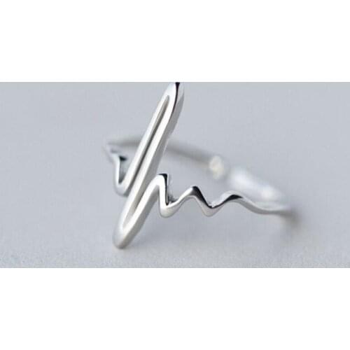 Women Fashion Rings Personality Simple Heartbeat Opening Adjustable Ring Pretty Gifts