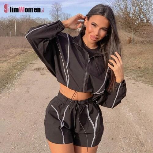 Womens Tracksuit Summer Long Sleeve Drawstring Coat + Elastic Shorts Matching Sets Stripe Patchwork Black Casual Sporty Outfits