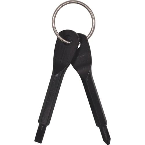 2 in 1 EDC Multifunction Screwdriver Key Shape Precision Steel Mini Phillips Slotted Screwdrivers Keychain Pocket Repair Tool