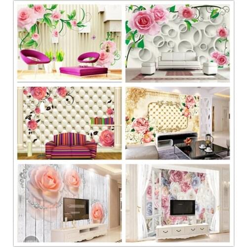 Papel de parede 3d stereo circle geometric rose flower modern 3d wallpaper,living room tv wall bedroom home decor bar mural