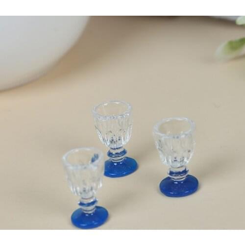 4Pcs 1:12 Dollhouse DIY Parts Plastic Transparent Goblet Miniature Mini Wine Beer Cup Dollhouse Craft Home Decor