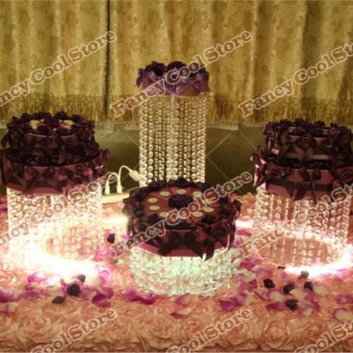 4pcs/lot Luxury crystal acrylic wedding cake stand cake tray wedding pastry tray egg tarts dish party home decoration 04D9