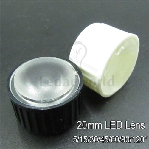 50set 20mm LED lens Frost Surface PMMA Optical Lenses + White/Black Bracket Angle 5 15 30 45 60 90 120 Degree For LED Bulbs DIY