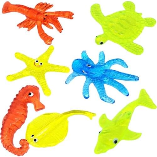 6PCS Squeeze Toy Marine Animal Sensory Squeeze Toy Set Child Adult Calm Vent Hand Toy