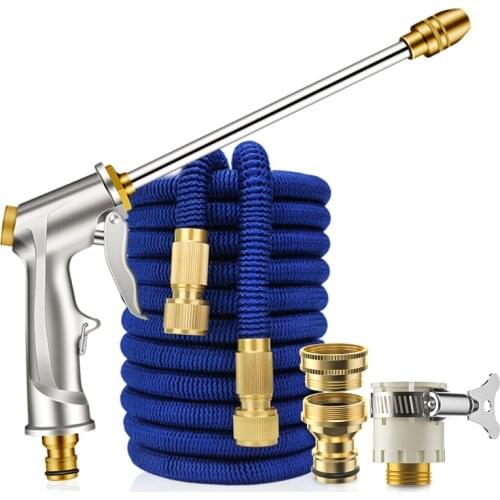 Retractable Water Hose Irrigation Gun Automatic Watering Sprayer High Pressure Car Washer Metal Gun Sprinkle Garden Hose Nozzle