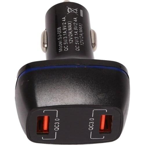 Car Charger Adapter Dual USB QC3.0 Port 2A USB Car Charger USB Charger Voltage Display for Car