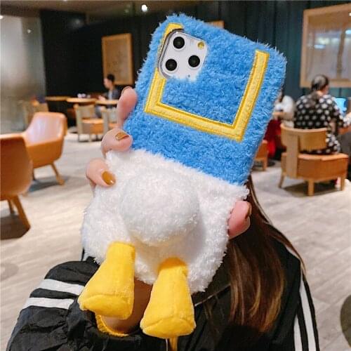 Cute Warm Fuzzy Duck Phone Case For Huawei P20 P30 P40 Pro Y5 Lite For Honor 8X 9X 10 Lite 20 30Pro Back Cover