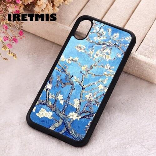 Iretmis 5 5S SE Phone Cover Case for iPhone 6 6S 7 8 Plus X Xs XR 11 12 Mini Pro Max Vincent Van Gogh Almond Blossoms Sky Blue
