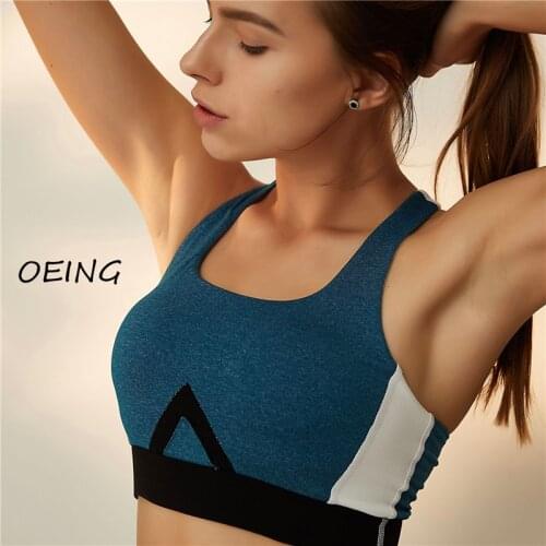 Fitness Patchwork Sport Underwear Seamless Yoga Push Up Clothes Quick Dry Jogging Bras Top