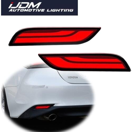 IJDM For 2018-up Toyota Camry Red LED Rear Bumper Reflector Lights, Function as Tail, Brake Rear Fog Lamps and Turn Signal Light