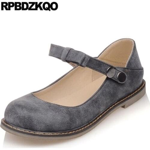Large Size Red Mary Jane Bow 43 11 British Style Women Chinese Wedding Shoes Flats Round Toe Grey 2018 10 China Japanese School