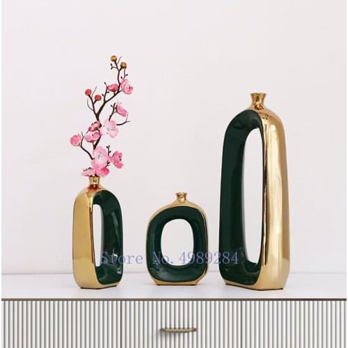 Creativity Ceramics Vase Golden Hollow Out Abstract Flower Arrangement Hydroponic Accessories Modern Home Decoration Vases