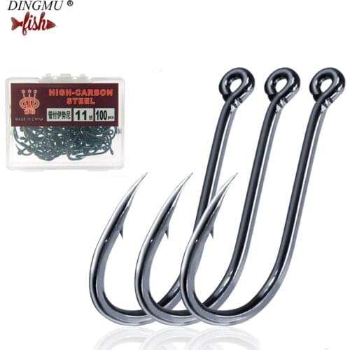 HOT 100pcs High Carbon Steel Fishing Hooks Sea Circle Single Fishhook Carp Fly Fishing Accessories Jig Barbed Hook Set