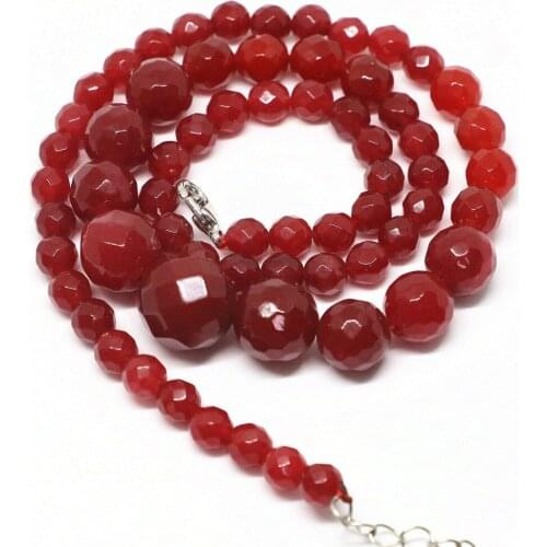 Fashion women red chalcedony jades faceted round 6-14mm tower chain necklace beauty gift weddings pary jewelry 18inch B1493