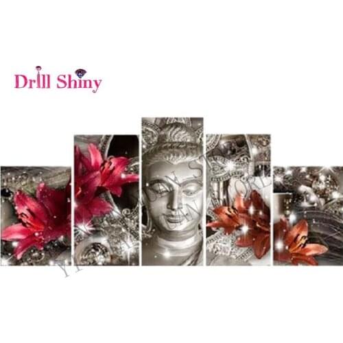 5ps,set,DIY Diamond Embroidery,buddha,full round 5D Diamond Painting,Cross Stitch,3D, Mosaic decor, diamond pattern,Gift ,kits