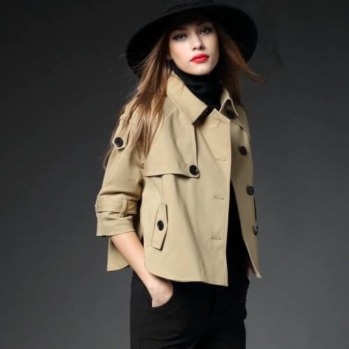 2018 new fashion short coat Womens Trench England Style loose big cloak Overcoat classic outfit female tops plus size