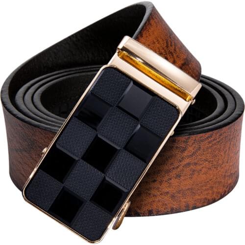 Brand Designer Luxury Leather Belt Man Fashion Metal Automatic Buckle Belt for Men Casual Brown Real Leather Cowboy Waist Strap