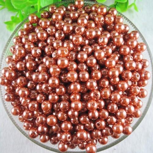 NEW 6mm 8mm 10mm 12mm 14mm Chocolate Color Pearlized Plastic ABS Pearl Beads for Bracelet Jewelry Making Hole: 2mm AS-28