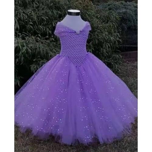 Baby Girls Glitter Princess Tutu Dress Kids Crochet Tulle Elsa Dress Ball Gown with Hairbow Children Birthday Party Dresses