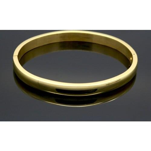 Simple Smooth Couple Jewelry Stainless Steel Rose Gold Colour Lover Men Bangle Plain Love Wome Bracelets & Bangles For Present