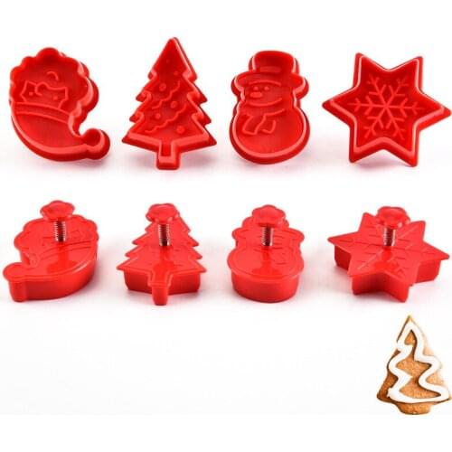 Spring Plastic Biscuit Mould 4-piece Christmas Cake Mould DIY Cake Mould Baking Tool Chocolate Mold Molds Silicone