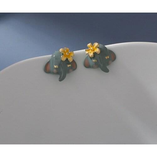 Origin Summer Cute Funny Rabbit Elephant Dangle Earring for Women Girls Exquisite Flower Enamel Earring Jewelry Pendientes