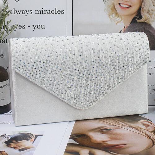 Party Bag Envelope Bag Female Designer Handbag Purse Pleated Fashion 2021 New Trend PU Leather Texture Hot Drilling Simple