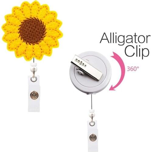 Retractable Badge Holder With Clip, Japan Sunflower Retractable Cord Id Badge Reel Nurse Badge Id Holder, Doctor Employee